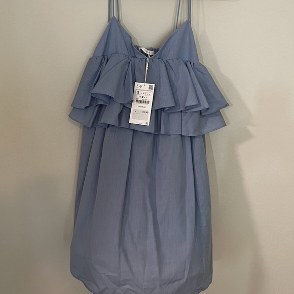 zara blue ruffle dress Royal Bloom Flutter Sleeve Dress – Emilie-Bs